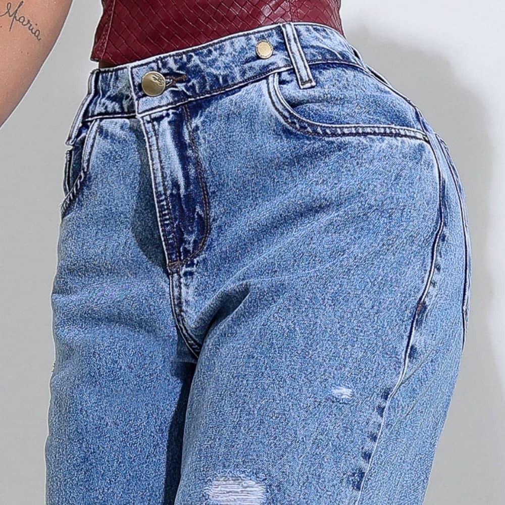 Calça Feminina Jeans Azul Claro Clássica Santa Mina