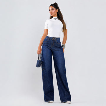 Calça Jeans Wide Leg Azul Vivene - SM456