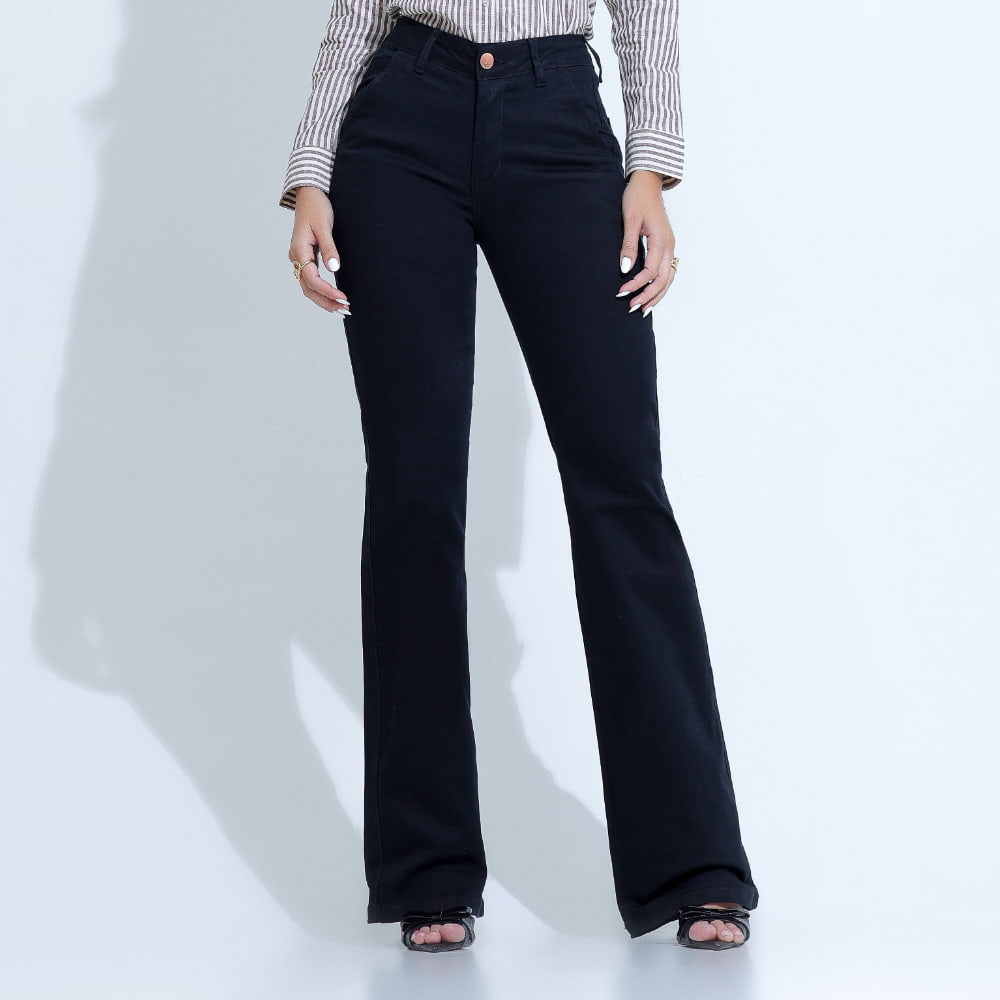 Calça Feminina Boot Cut Preta - SM220