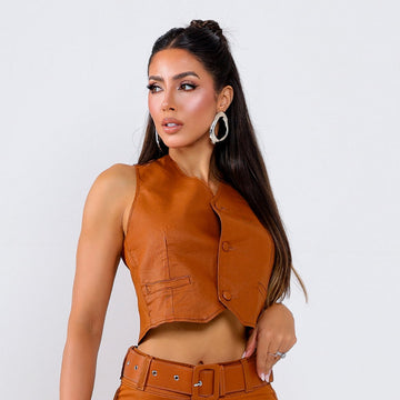 Colete Jeans Encerado Feminino Caramelo Zoé - SM447