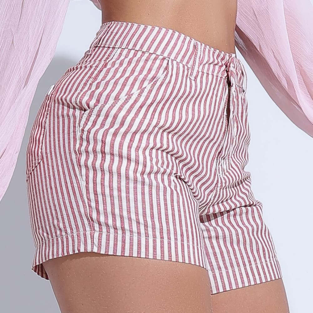Shorts Feminino Listrado Fashion Trend Santa Mina