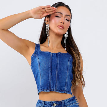 Top Jeans Feminino Azul Verônica - SM450