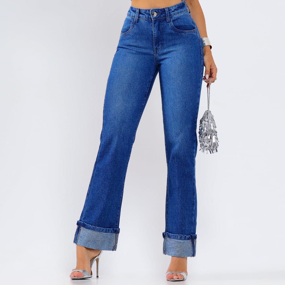 Calça Jeans Feminino Reta Azul Verônica - SM449