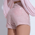 Shorts Feminino Cintura Alta Vermelho Branco Santa Mina