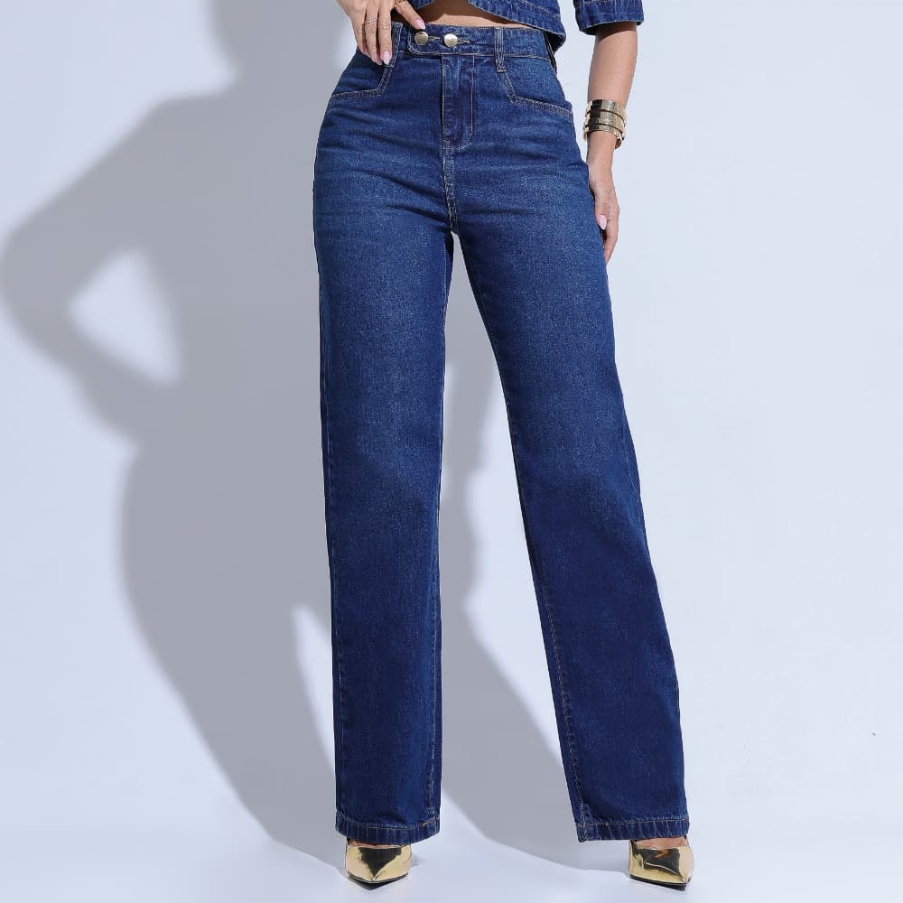 Calça Jeans Feminina Azul Escuro Atemporal Santa Mina