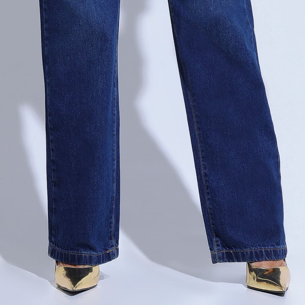 Calça Jeans Feminina Moderna Azul Escuro Santa Mina