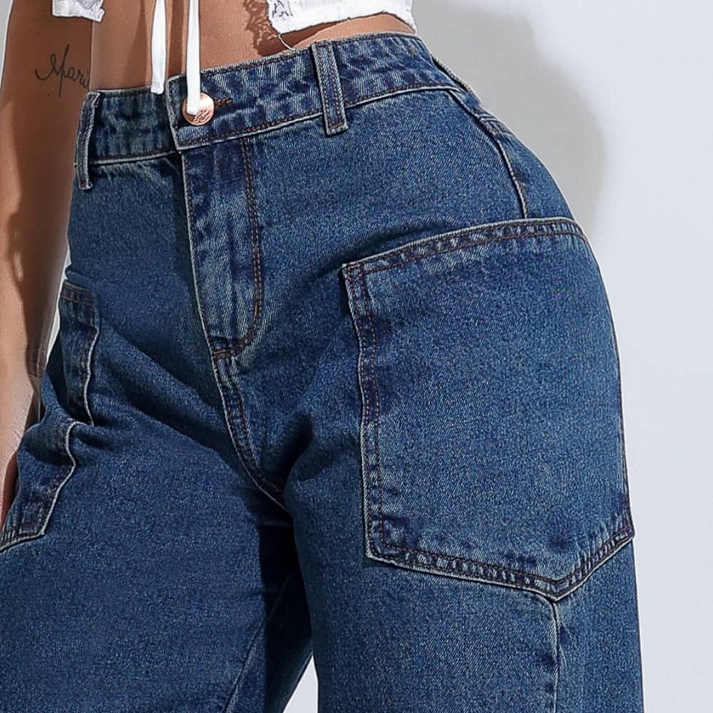 Calça Feminina Jeans Azul Médio Santa Mina