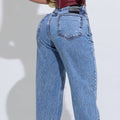 Calça Feminina Jeans Casual com Detalhes Rasgados Santa Mina