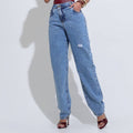 Calça Feminina Jeans Moderna Azul Lavado Santa Mina
