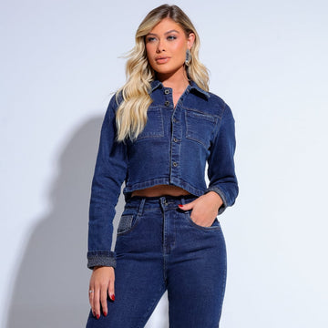 Jaqueta Feminina com Strass Sophia Azul - SM441