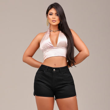 Short Feminino com ziperes laterais Monalisa - SM410 PRETO