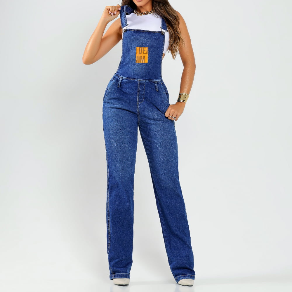 Jardineira Jeans Feminina Andrielly Premium - SM478