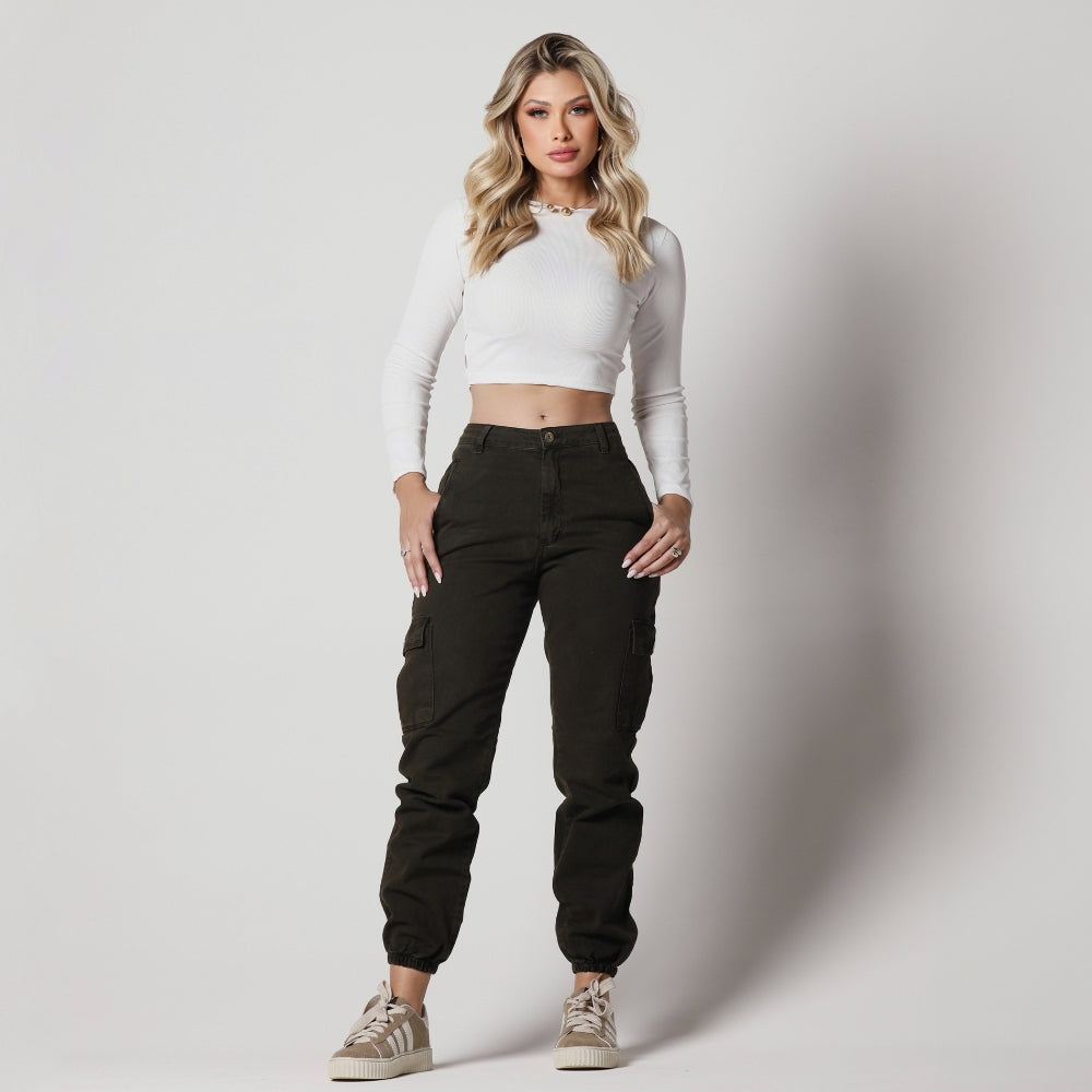 Calça Feminina Cargo Verde Charlotte - SM249
