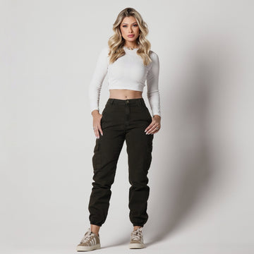 Calça Feminina Cargo Verde Charlotte - SM249